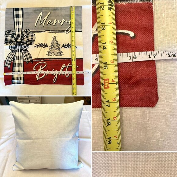 Holiday Pillow Cover - Merry Bright - 17in x 17in Christmas Throw Pillow Cover - Picture 4 of 8